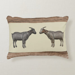 ヤギ素朴と木目付枕 アクセントクッション