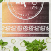 ヤギ羊赤金ゴールド中国の〔占星術の〕十二宮図月記号 キッチンタオル (折り畳み)