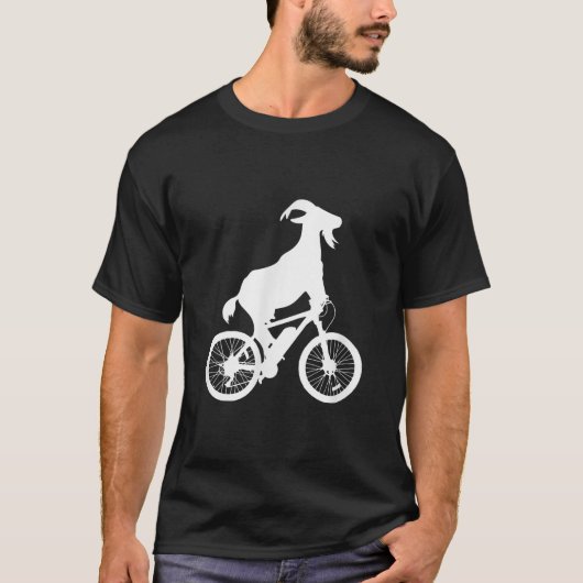 ヤギ自転車ライダーヤギおもしろい恋人グラフィック Tシャツ (正面)