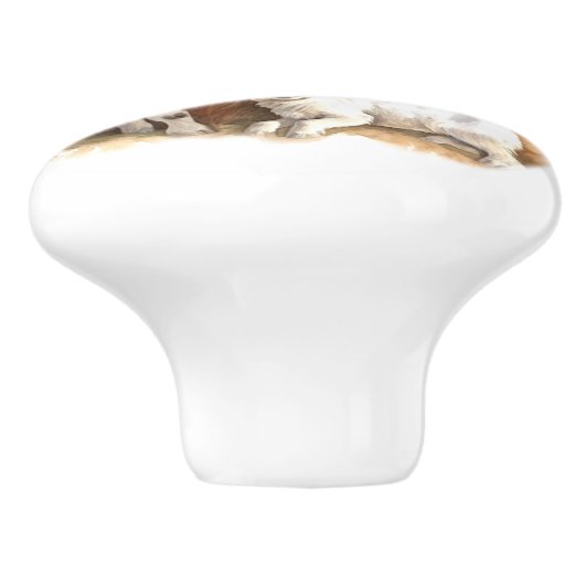 ヤギ誇りを持ったの母と子供 セラミックノブ (側面)