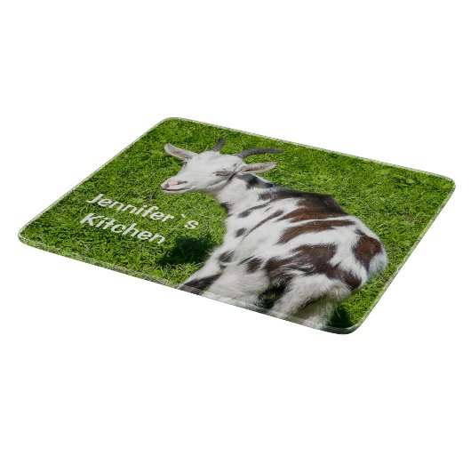ヤギ農場の動物パーソナライズされた名 カッティングボード (角)