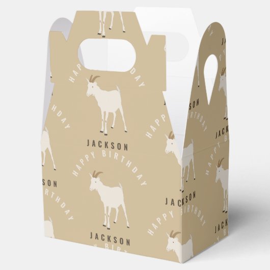 ヤギ農場動物パターンカスタム誕生日名 フェイバーボックス (オープン)