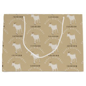 ヤギ農場動物パターンカスタム誕生日名 ラージペーパーバッグ (正面)