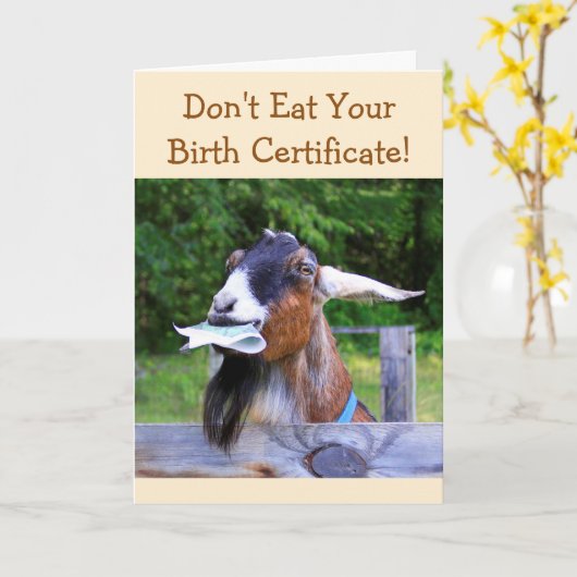 ヤギ間抜け誕生日 カード (黄色い花)
