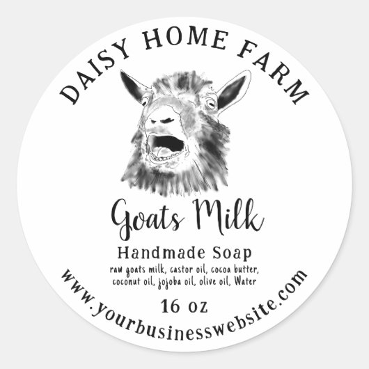 ヤギ類ミルク石鹸おもしろい絶叫ヤギ ラウンドシール (正面)