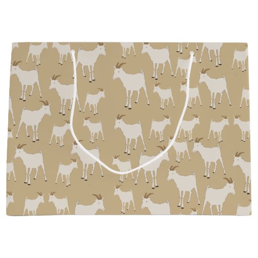 ヤギ養殖動物パターン ラージペーパーバッグ (正面)
