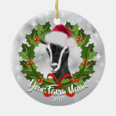 ヤギ高山乳製品ヤギdoeサンタハットクリスマス セラミックオーナメント (裏面)