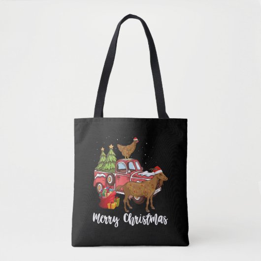 ヤギ鶏とクリスマスツリー トートバッグ (正面)