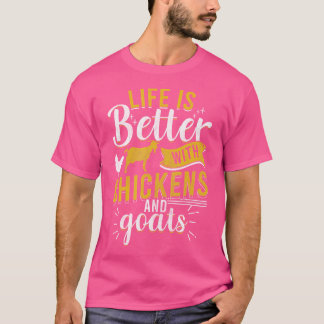 ヤギ鶏の人生より良いおもしろい農家ユーモアR Tシャツ