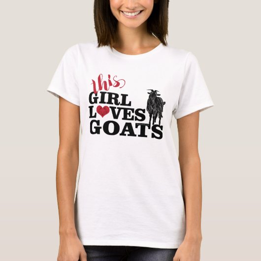 ヤギ | この女の子はヤギの乳製品バックが大好き Tシャツ (正面)