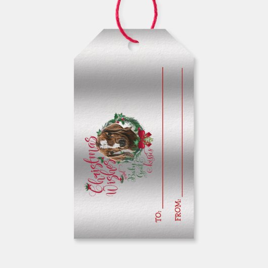 ヤギ |クリスマスウィッシュベビーヤギのキスボート ギフトタグ (裏面)