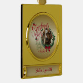 ヤギ |クリスマスウィッシュベビーヤギのキスボート ゴールドプレートバナーオーナメント (右)