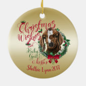 ヤギ |クリスマスウィッシュベビーヤギのキスボート セラミックオーナメント (裏面)