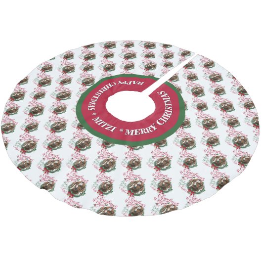 ヤギ |クリスマスウィッシュベビーヤギのキスボート ブラッシュドポリエステルツリースカート (アングル)