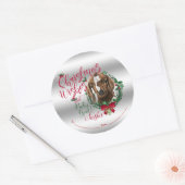 ヤギ |クリスマスウィッシュベビーヤギのキスボート ラウンドシール (封筒)