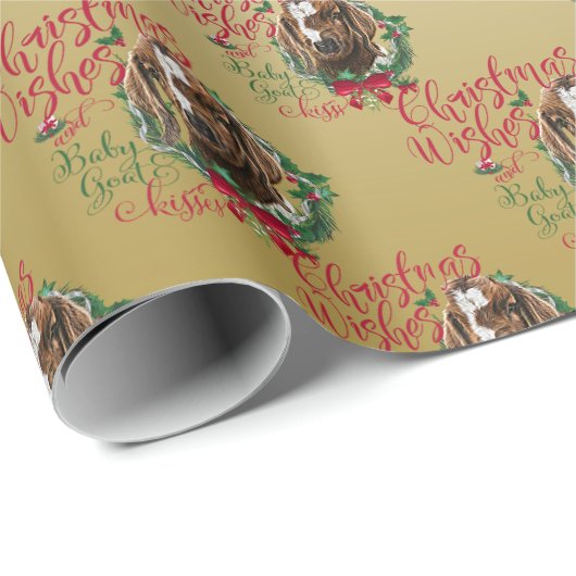 ヤギ |クリスマスウィッシュベビーヤギのキスボート ラッピングペーパー (ロールコーナー)