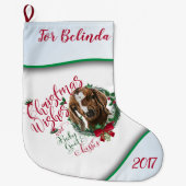 ヤギ |クリスマスウィッシュベビーヤギのキスボート ラージクリスマスストッキング (正面)