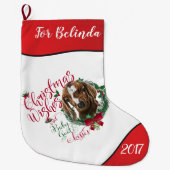 ヤギ |クリスマスウィッシュベビーヤギのキスボート ラージクリスマスストッキング (正面)