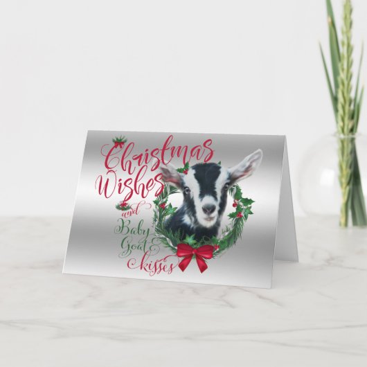 ヤギ |クリスマスウィッシュベビーヤギキスアルパイン シーズンカード (正面)
