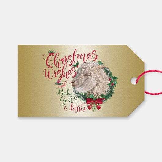ヤギ |クリスマスウィッシュベビーヤギキスアンゴラ ギフトタグ (正面(横))