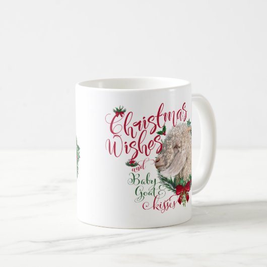 ヤギ |クリスマスウィッシュベビーヤギキスアンゴラ コーヒーマグカップ (正面右)