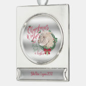 ヤギ |クリスマスウィッシュベビーヤギキスアンゴラ シルバープレートバナーオーナメント (左)