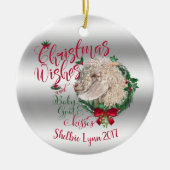 ヤギ |クリスマスウィッシュベビーヤギキスアンゴラ セラミックオーナメント (正面)