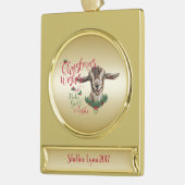 ヤギ |クリスマスウィッシュベビーヤギキストッグ ゴールドプレートバナーオーナメント (左)