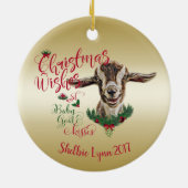 ヤギ |クリスマスウィッシュベビーヤギキストッグ セラミックオーナメント (裏面)