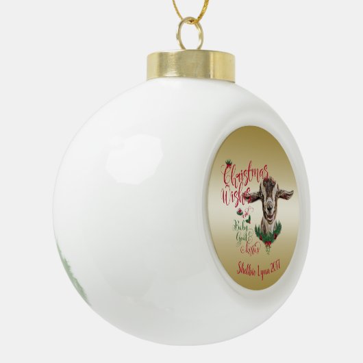 ヤギ |クリスマスウィッシュベビーヤギキストッグ セラミックボールオーナメント (左)