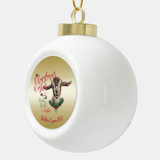ヤギ |クリスマスウィッシュベビーヤギキストッグ セラミックボールオーナメント (右)