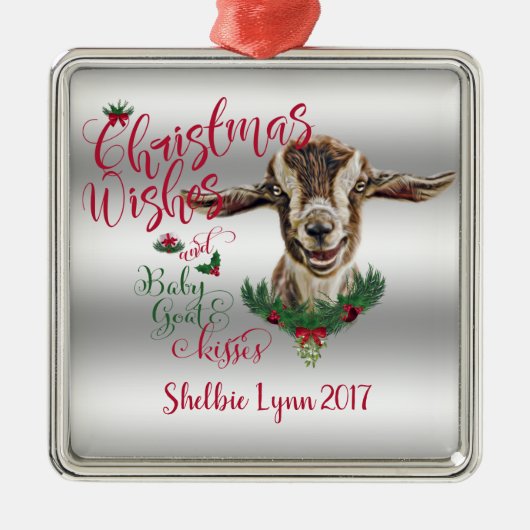 ヤギ |クリスマスウィッシュベビーヤギキストッグ メタルオーナメント (正面)