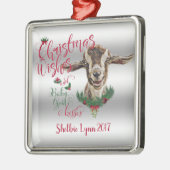 ヤギ |クリスマスウィッシュベビーヤギキストッグ メタルオーナメント (左)