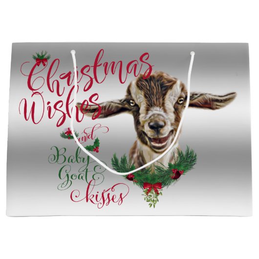 ヤギ |クリスマスウィッシュベビーヤギキストッグ ラージペーパーバッグ (正面)