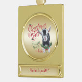 ヤギ |クリスマスウィッシュベビーヤギキスナイジェリア ゴールドプレートバナーオーナメント (左)