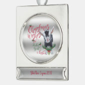 ヤギ |クリスマスウィッシュベビーヤギキスナイジェリア シルバープレートバナーオーナメント (左)