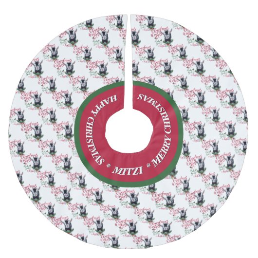 ヤギ |クリスマスウィッシュベビーヤギキスナイジェリア ブラッシュドポリエステルツリースカート (正面)