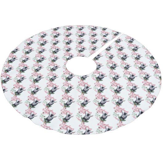 ヤギ |クリスマスウィッシュベビーヤギキスナイジェリア ブラッシュドポリエステルツリースカート (アングル)