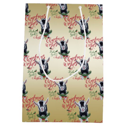 ヤギ |クリスマスウィッシュベビーヤギキスナイジェリア ミディアムペーパーバッグ (裏面)