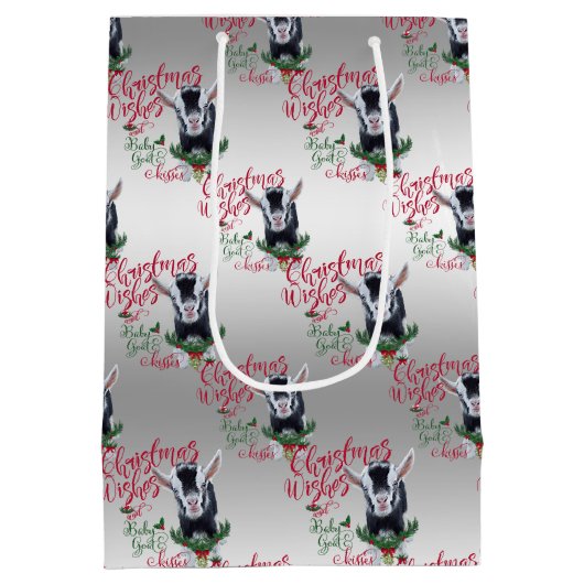 ヤギ |クリスマスウィッシュベビーヤギキスナイジェリア ミディアムペーパーバッグ (裏面)