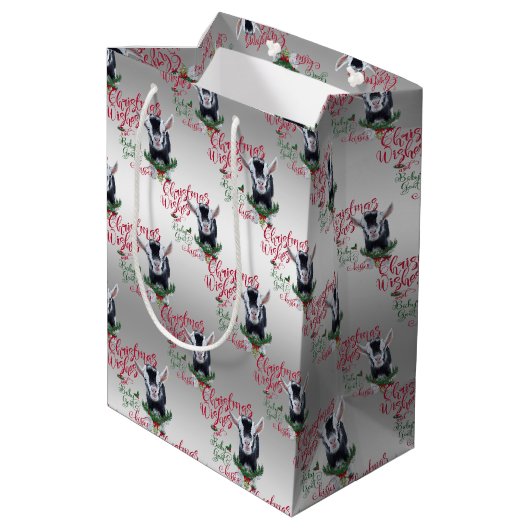 ヤギ |クリスマスウィッシュベビーヤギキスナイジェリア ミディアムペーパーバッグ (裏面アングル)