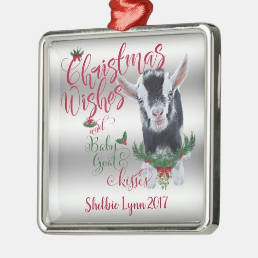 ヤギ |クリスマスウィッシュベビーヤギキスナイジェリア メタルオーナメント (左)