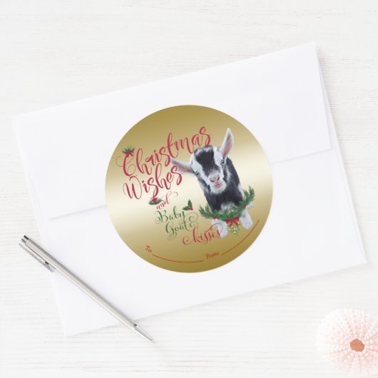 ヤギ |クリスマスウィッシュベビーヤギキスナイジェリア ラウンドシール (封筒)