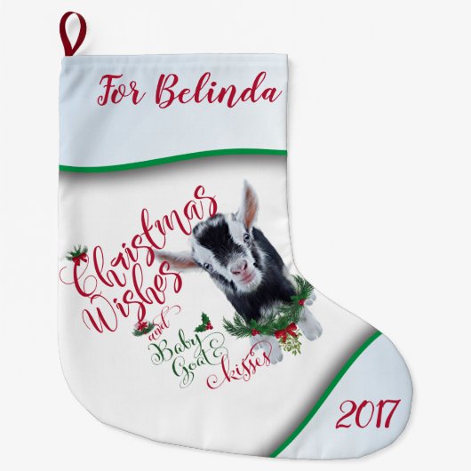 ヤギ |クリスマスウィッシュベビーヤギキスナイジェリア ラージクリスマスストッキング (正面)
