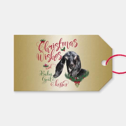 ヤギ |クリスマスウィッシュベビーヤギキスヌビア ギフトタグ (正面(横))