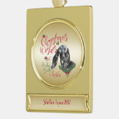 ヤギ |クリスマスウィッシュベビーヤギキスヌビア ゴールドプレートバナーオーナメント (左)