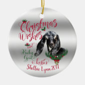 ヤギ |クリスマスウィッシュベビーヤギキスヌビア セラミックオーナメント (正面)