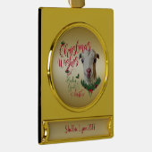 ヤギ |クリスマスウィッシュベビーヤギキスラマンチャ ゴールドプレートバナーオーナメント (右)