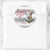 ヤギ |クリスマスウィッシュベビーヤギキスラマンチャ ラウンドシール (バッグ)