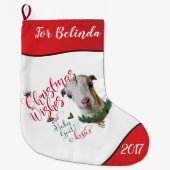 ヤギ |クリスマスウィッシュベビーヤギキスラマンチャ ラージクリスマスストッキング (正面)